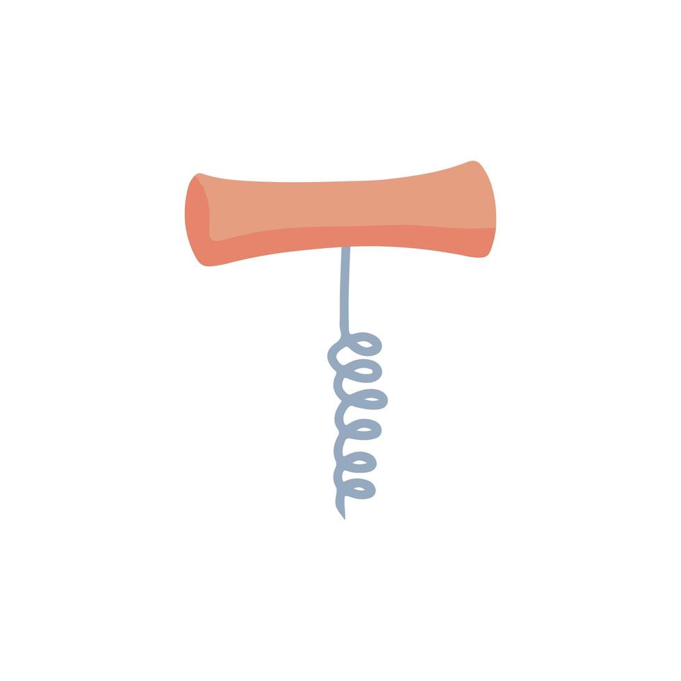Corkscrew isolated icon. Colorful Cork screw. Spin for wine. Flat vector hand drawn illustration.