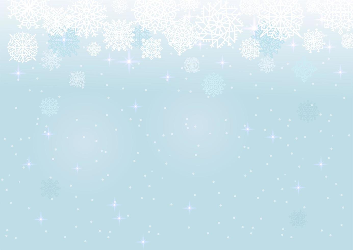 White snow on the blue mesh background, winter and Christmas theme. Abstract vector card with snowflakes.