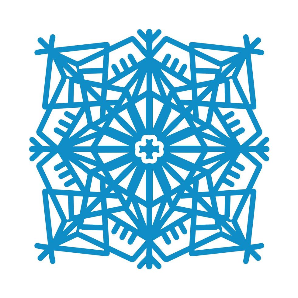 icono de copo de nieve. signo de copo de nieve de silueta azul aislado sobre fondo blanco. diseño plano. símbolo de navidad de invierno, vacaciones de año nuevo. elemento gráfico decoración vector dibujado a mano ilustración