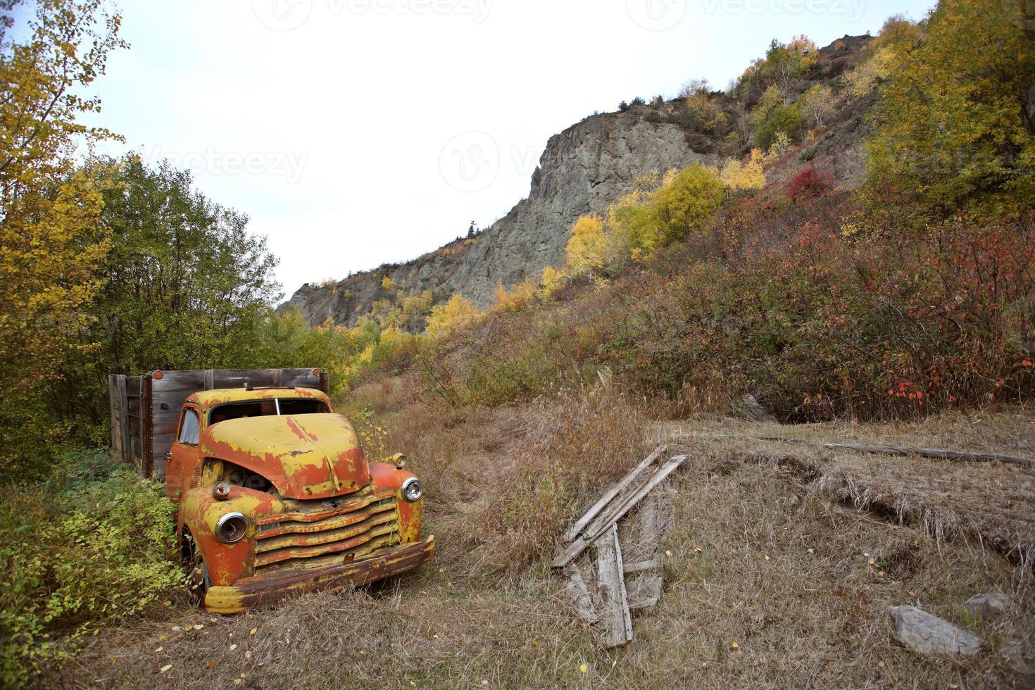 Discarded truck at Telegraph Creek in Northern British Columbia photo