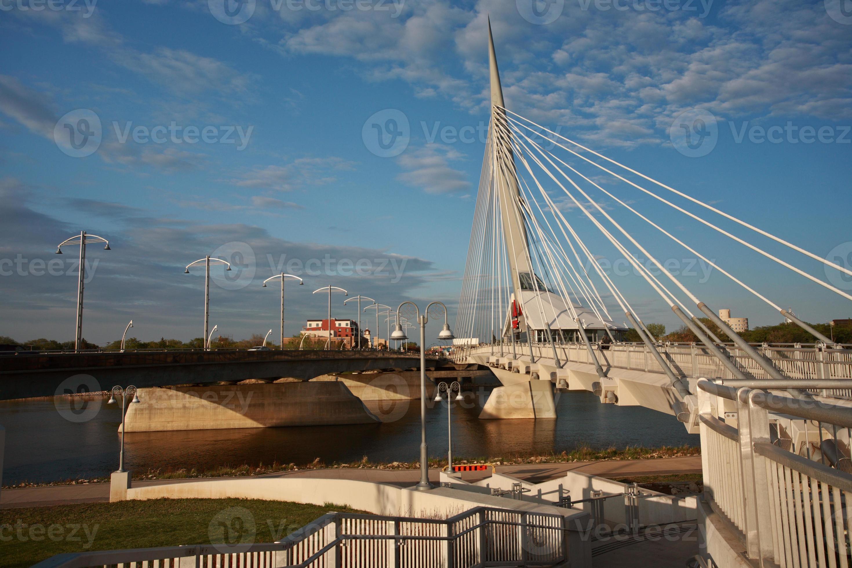 Unique walkway bridge over the Red River in Winnipeg 6251364 Stock Photo at Vecteezy