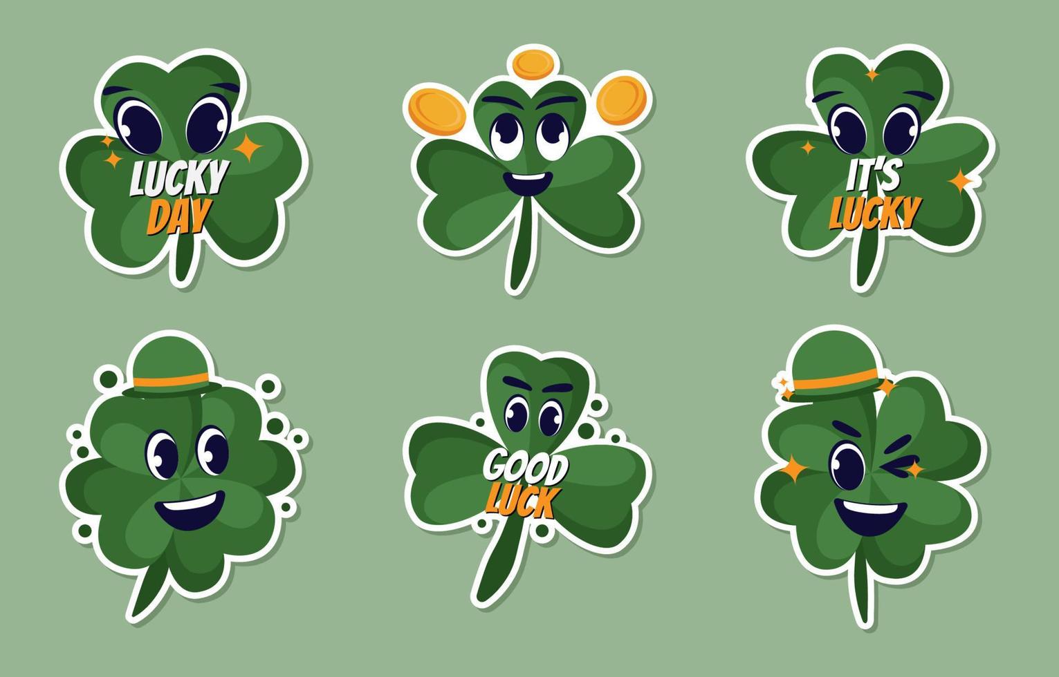 Shamrock Clover Sticker Collection vector