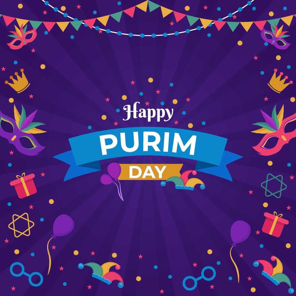 Happy Purim Day Background vector