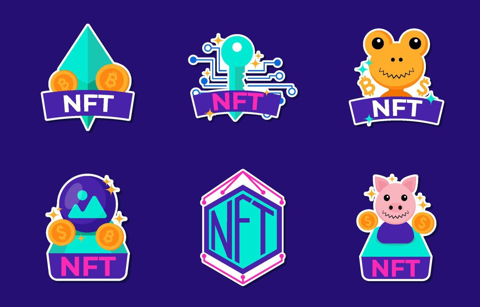 Non Fungible Token Sticker Collection vector