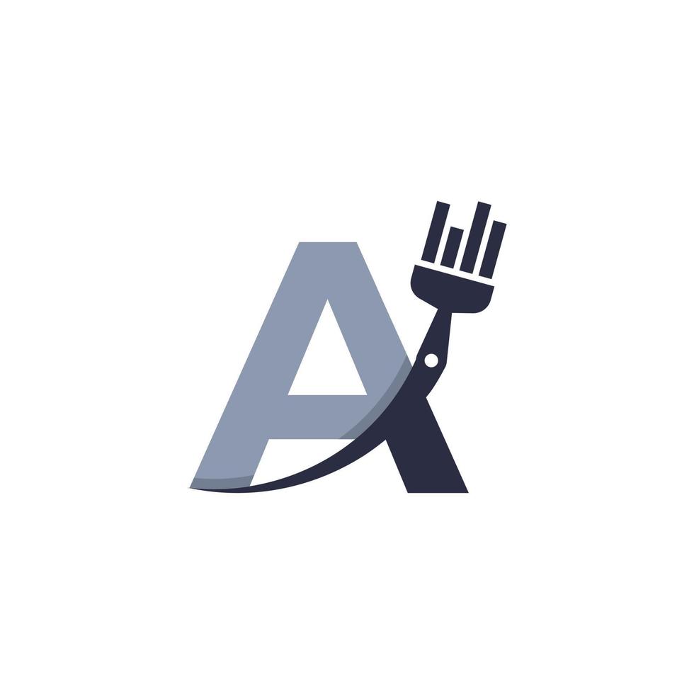 Letter A Brush and Paint with Minimalist Design Style vector
