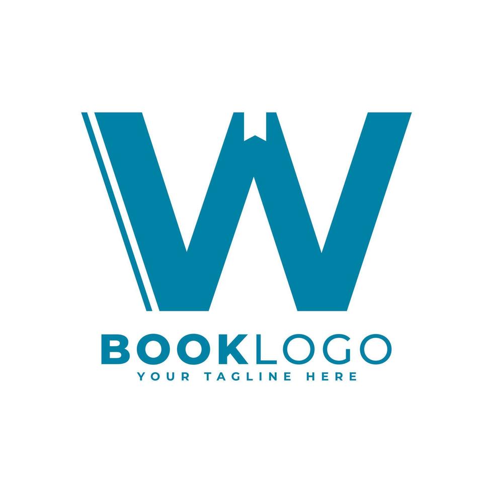 Letter Initial W Book Logo Design. Usable for Education, Business and Building Logos. Flat Vector Logo Design Ideas Template Element