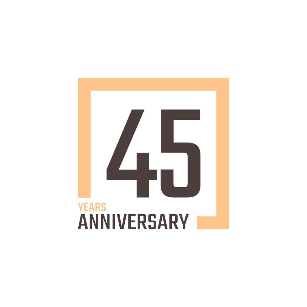 45 Year Anniversary Celebration Vector with Square Shape. Happy Anniversary Greeting Celebrates Template Design Illustration