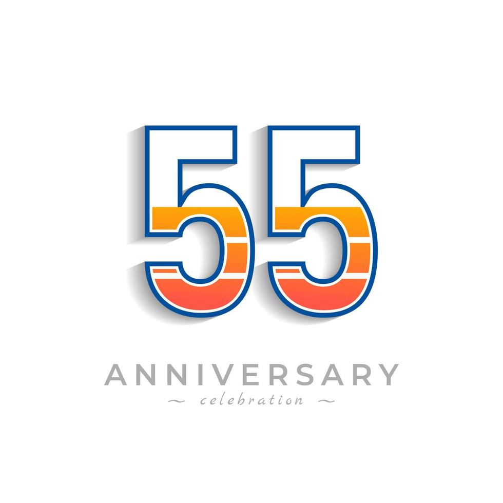 55 Year Anniversary Celebration with Charging Icon Battery for Celebration Event, Wedding, Greeting card, and Invitation Isolated on White Background vector