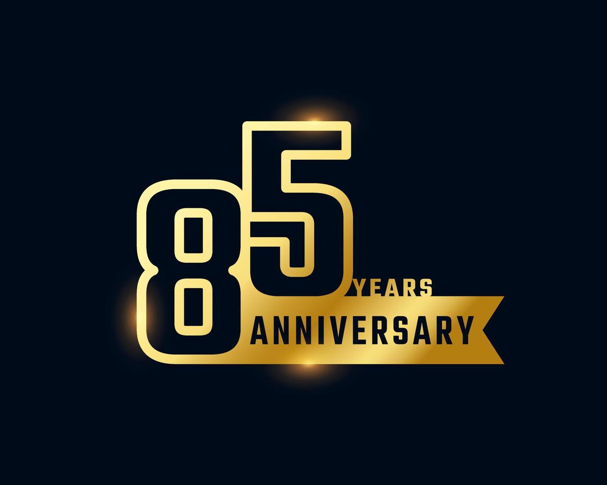85 Year Anniversary Celebration with Shiny Outline Number Golden Color for Celebration Event, Wedding, Greeting card, and Invitation Isolated on Dark Background vector