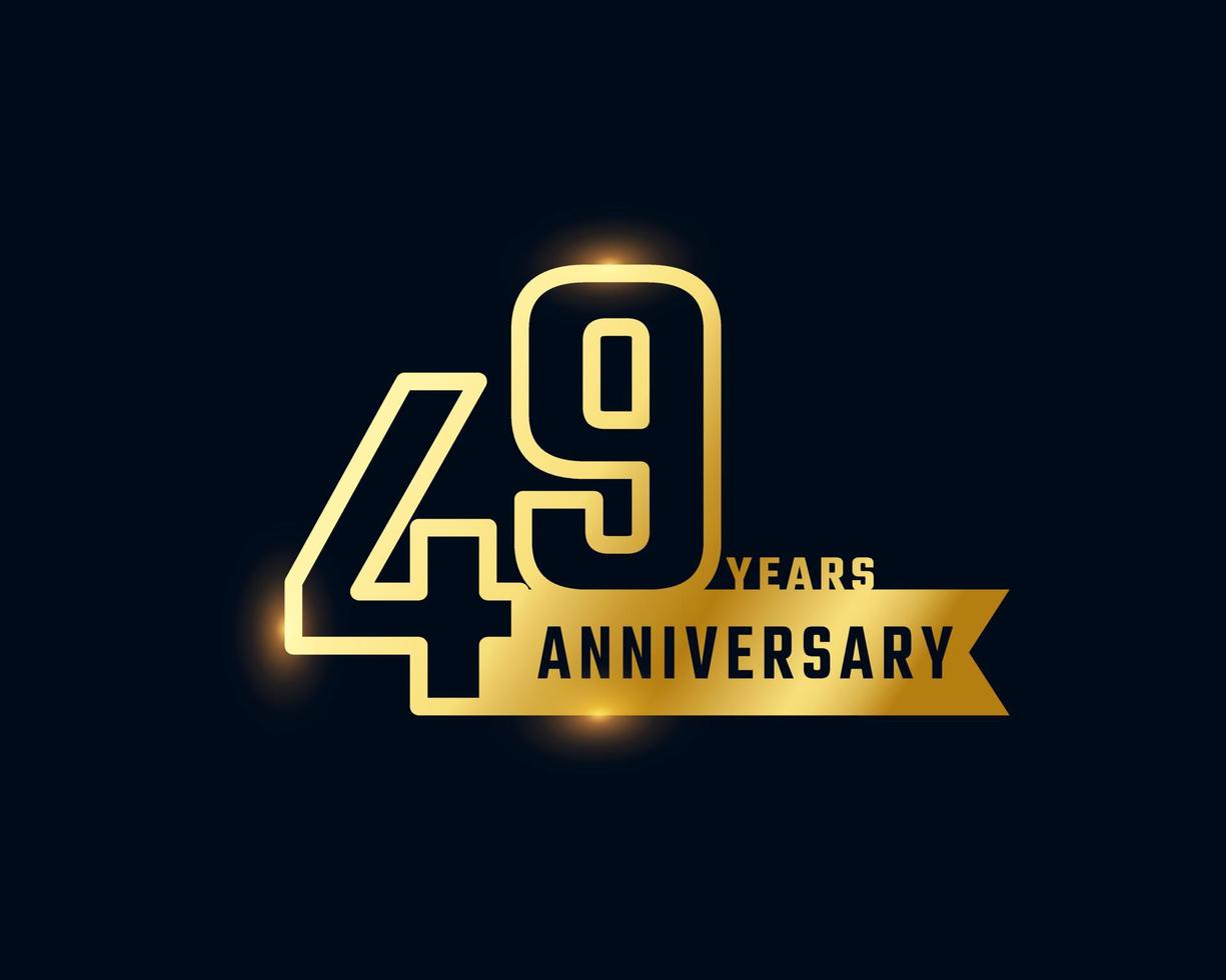 49 Year Anniversary Celebration with Shiny Outline Number Golden Color for Celebration Event, Wedding, Greeting card, and Invitation Isolated on Dark Background vector