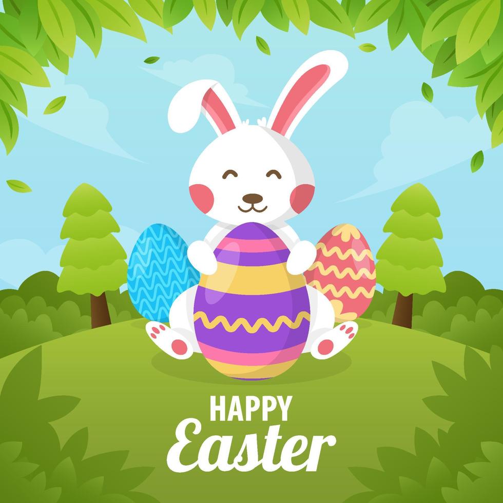 Happy Easter Background with Bunny vector