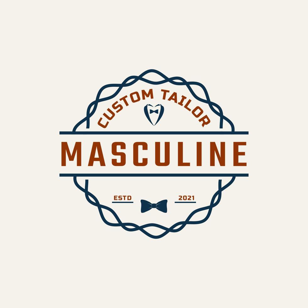 Classic Vintage Retro Label Badge for Clothing Apparel Gentleman and Masculine Logo Emblem Design Template Element vector