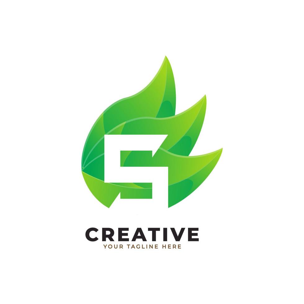 Nature Green Leaf Letter S Logo Design. monogram logo. Green Leaves Alphabet Icon. Usable for Business, Science, Healthcare, Medical and Nature Logos.Flat Vector Logo Design Template Element. Eps10