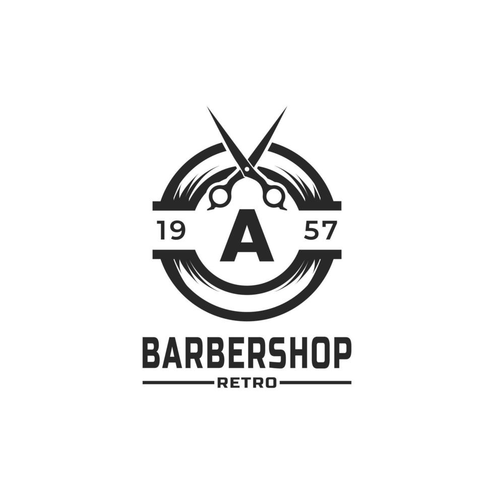 Letter A Vintage Barber Shop Badge and Logo Design Inspiration vector