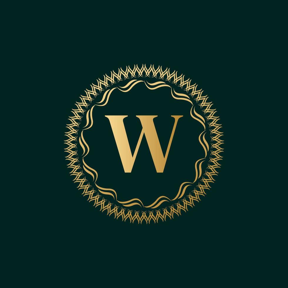 Emblem Letter W Weaving Circle Monogram Graceful Template. Simple Logo Design for Luxury Crest, Royalty, Business Card, Boutique, Hotel, Heraldic. Calligraphic Vintage Border. Vector Illustration