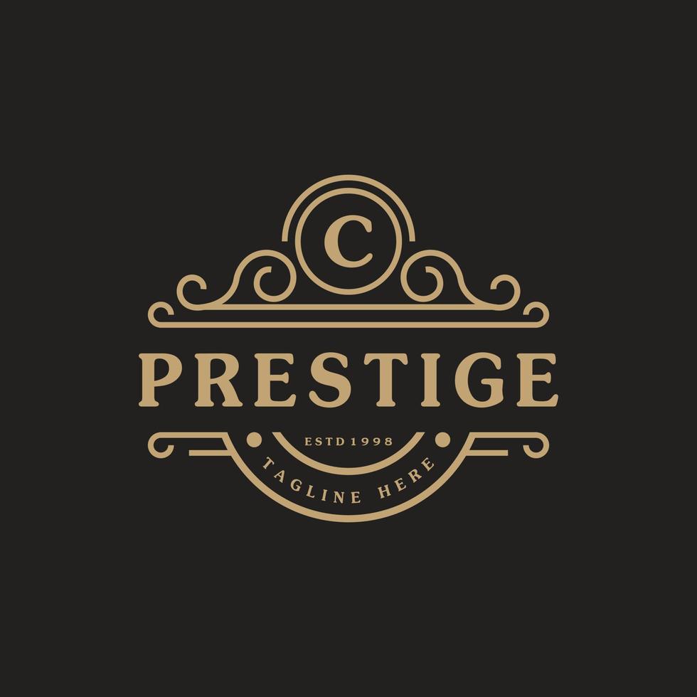 Letter C Luxury Logo Flourishes Calligraphic Elegant Ornament Lines. Business sign, Identity for Restaurant, Royalty, Boutique, Cafe, Hotel, Heraldic, Jewelry and Fashion Logo Design Template vector