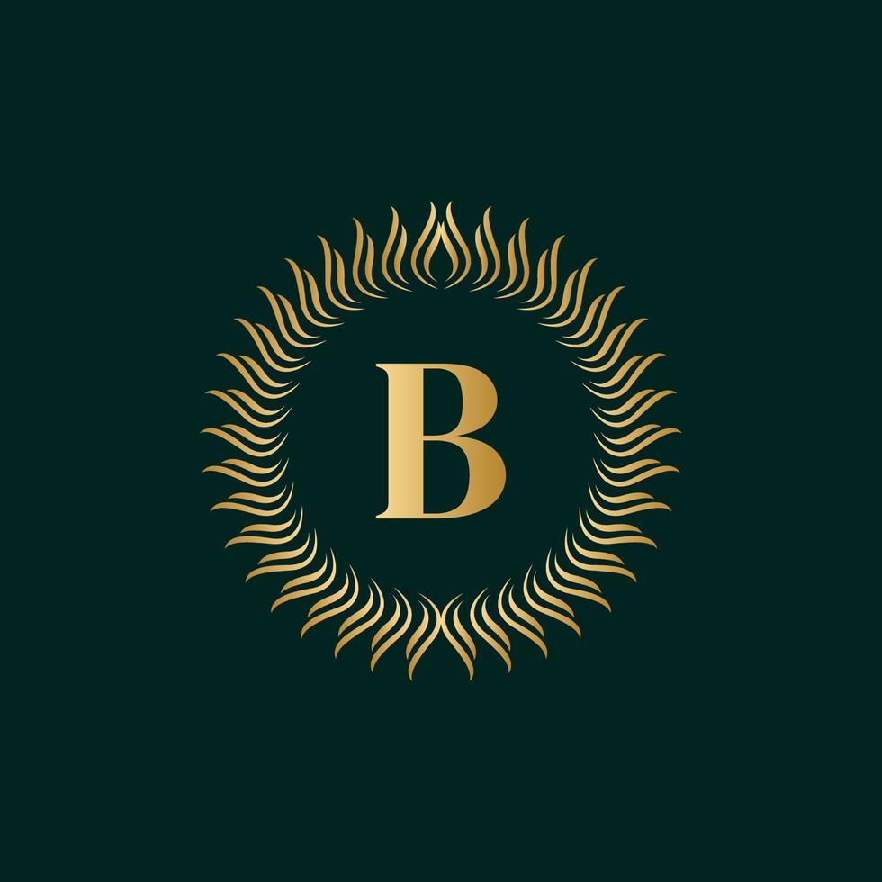 Emblem Letter B Weaving Circle Monogram Graceful Template. Simple Logo Design for Luxury Crest, Royalty, Business Card, Boutique, Hotel, Heraldic. Calligraphic Vintage Border. Vector Illusration