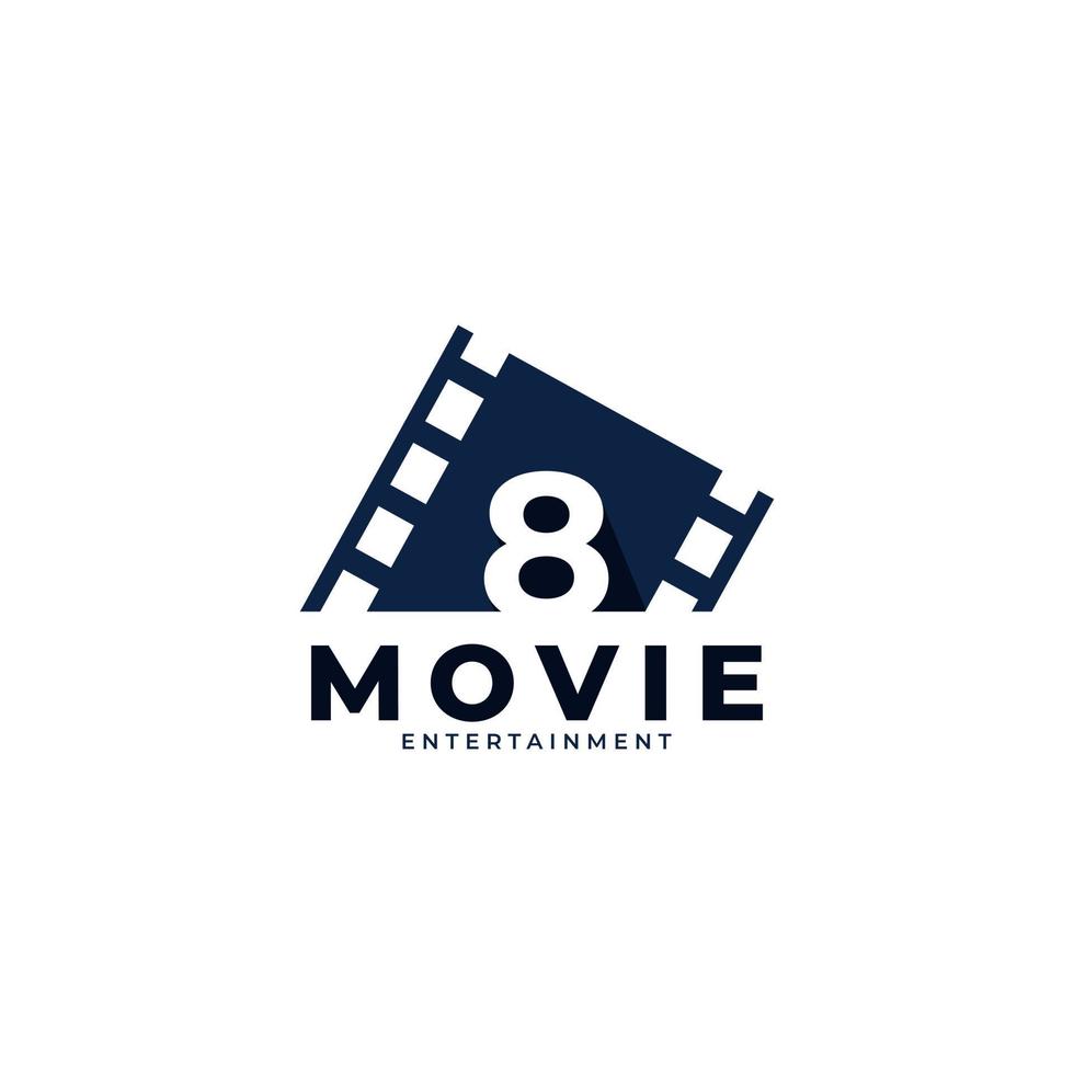 Film Logo. Number 8 Movie Logo Design Template Element. Eps10 Vector