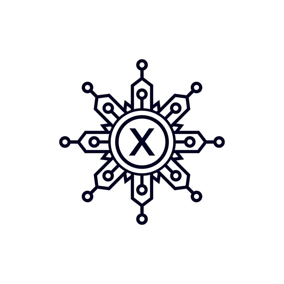 Technology Initial Letter X Circle Logo Design Template Element. vector