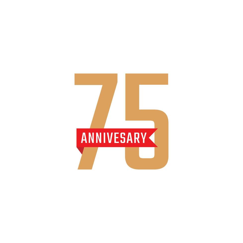 75 Year Anniversary Celebration with Red Ribbon Vector. Happy Anniversary Greeting Celebrates Template Design Illustration vector