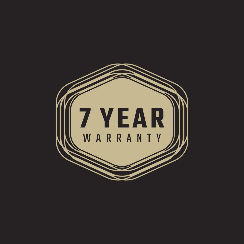 7 Year Anniversary Warranty Celebration with Golden Color for Celebration Event, Wedding, Greeting card, and Invitation Isolated on Black Background vector