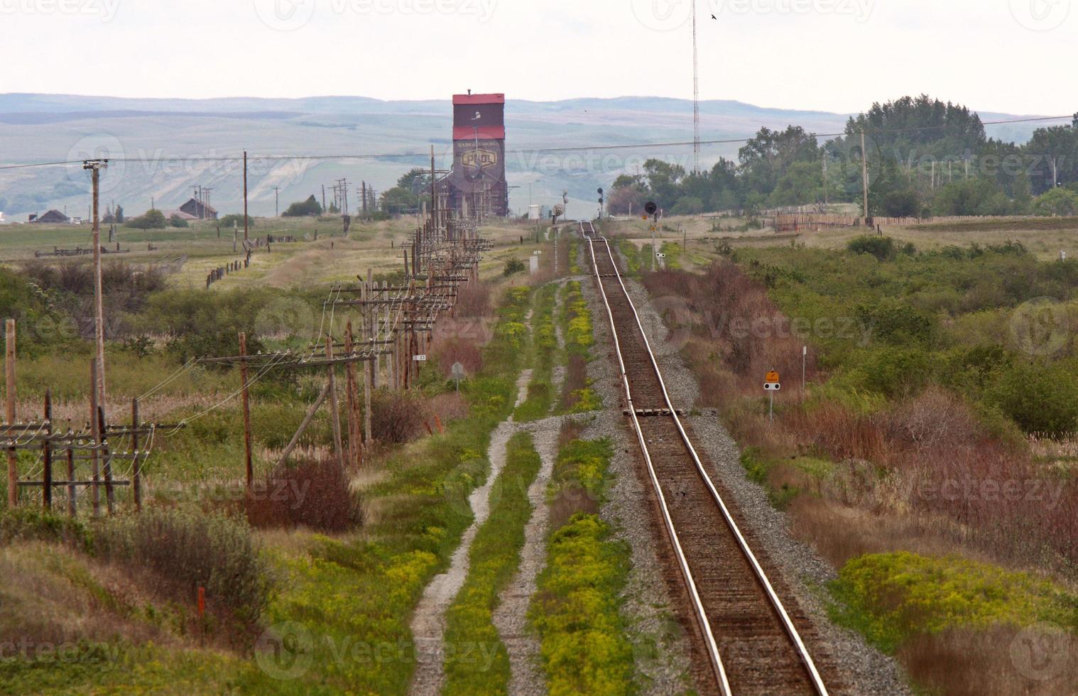 railraod tracks leading into Mortlach in Saskatchewan photo