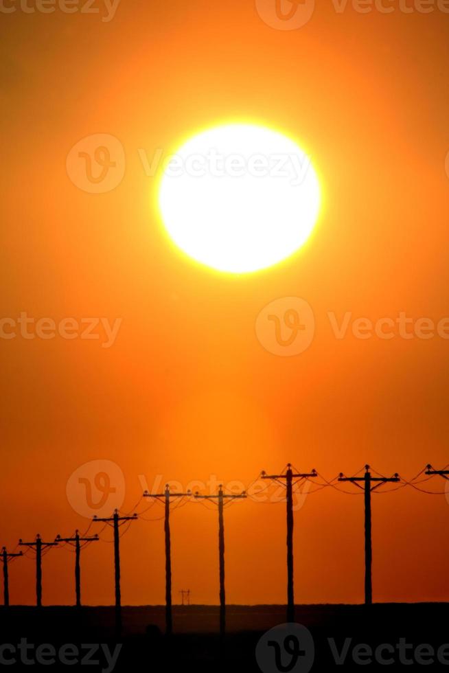 Sun shining down on local power poles photo