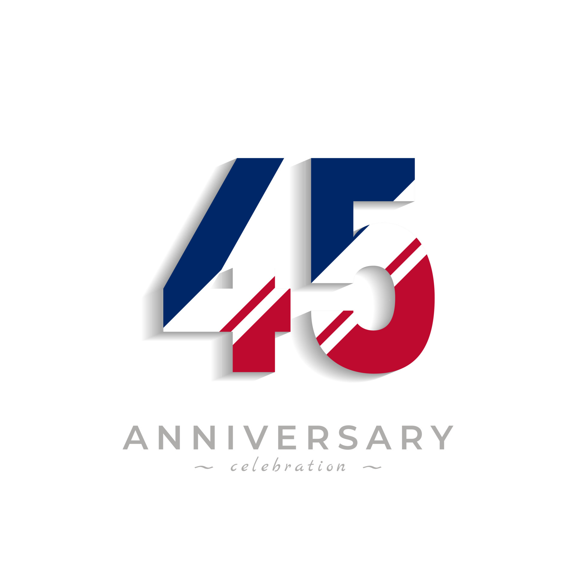45 Year Anniversary Celebration with White Slash in Red and Blue