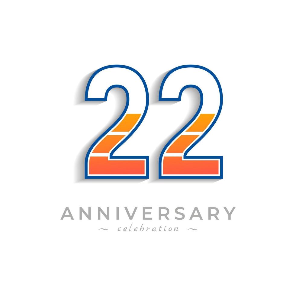 Celebración del aniversario de 22 años con batería de icono de carga para evento de celebración, boda, tarjeta de felicitación e invitación aislada en fondo blanco vector