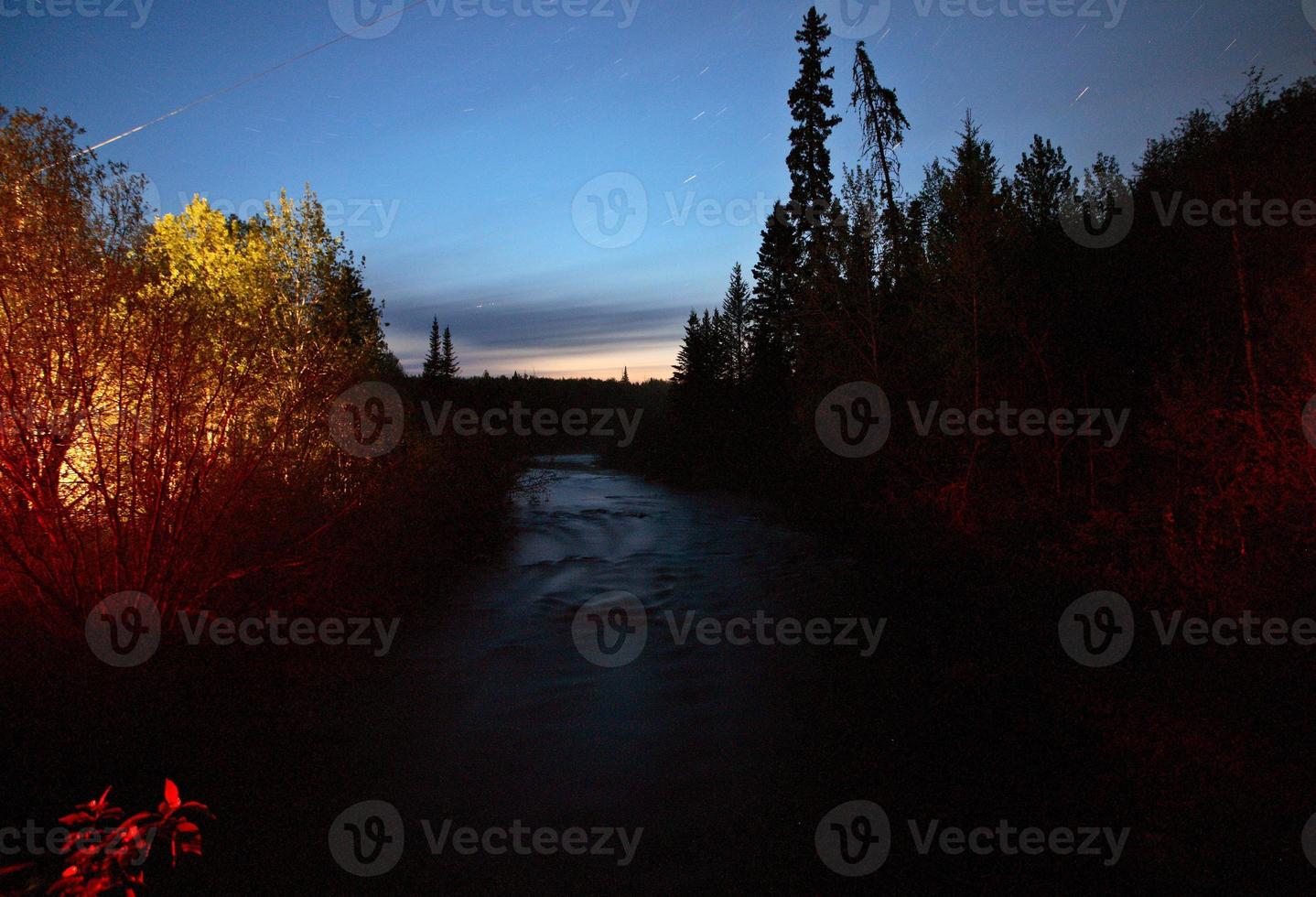 Woody River at night in scenic Saskatchewan photo