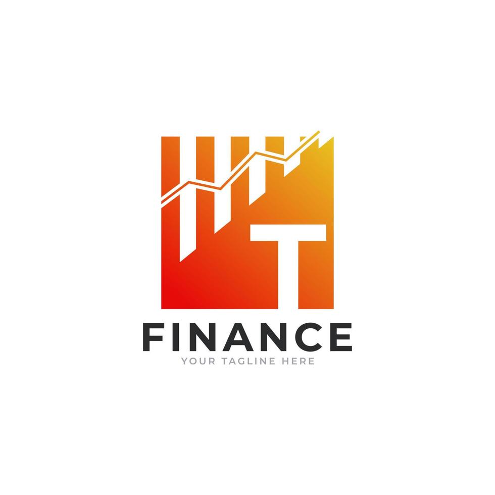 Initial Letter T Chart Bar Finance Logo Design Inspiration vector