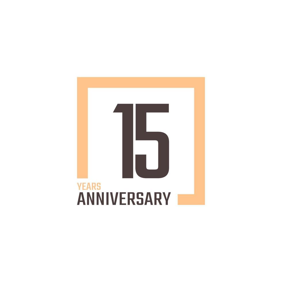 15 Year Anniversary Celebration Vector with Square Shape. Happy Anniversary Greeting Celebrates Template Design Illustration