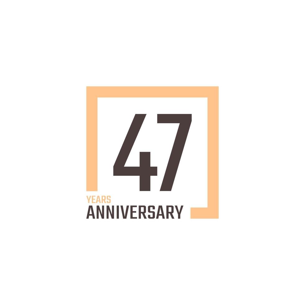 47 Year Anniversary Celebration Vector with Square Shape. Happy Anniversary Greeting Celebrates Template Design Illustration