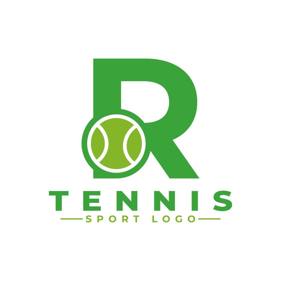 Letter R with Tennis Logo Design. Vector Design Template Elements for Sport Team or Corporate Identity.