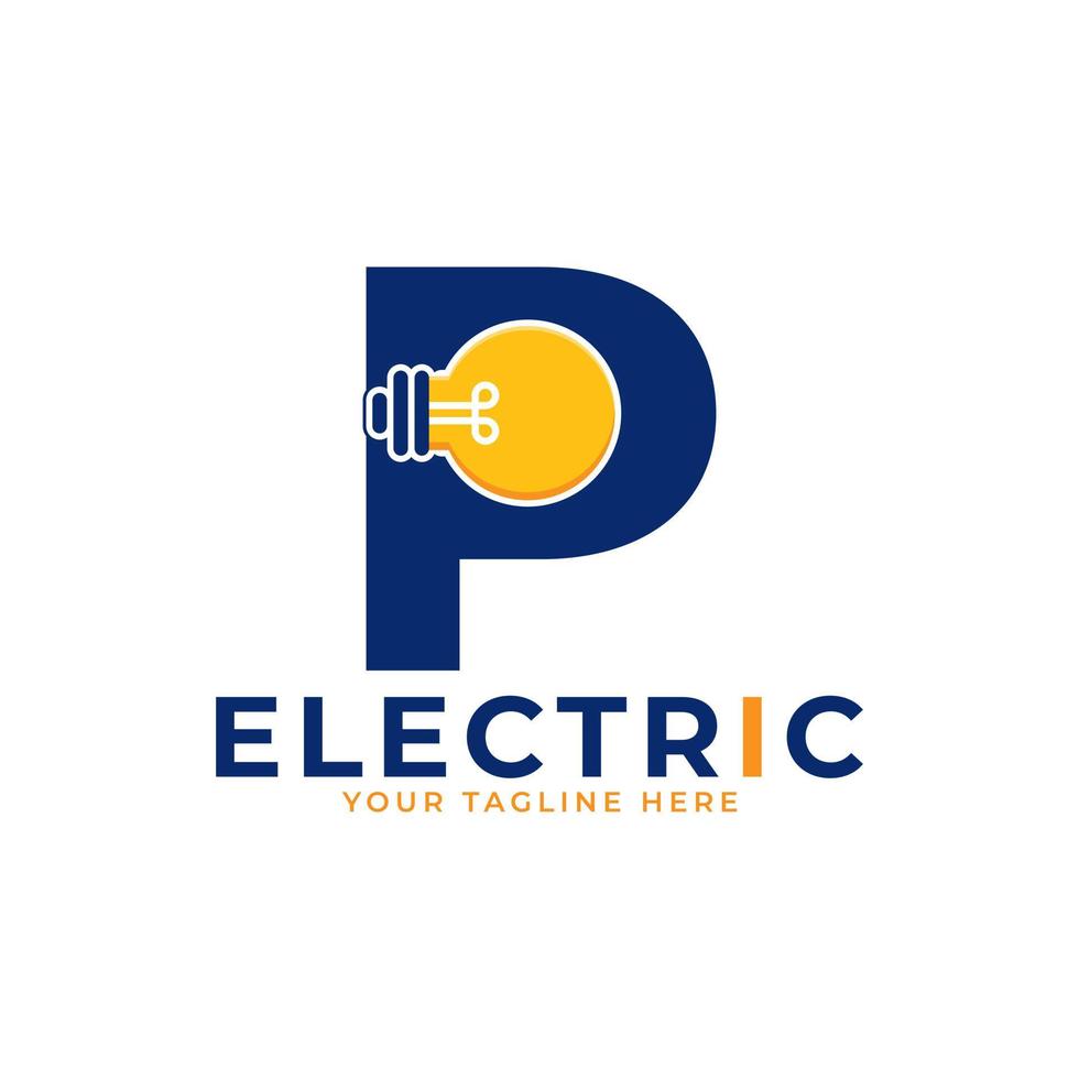 Modern Initial Letter P Smart Light Bulb Logo Design Vector Graphic Icon Template