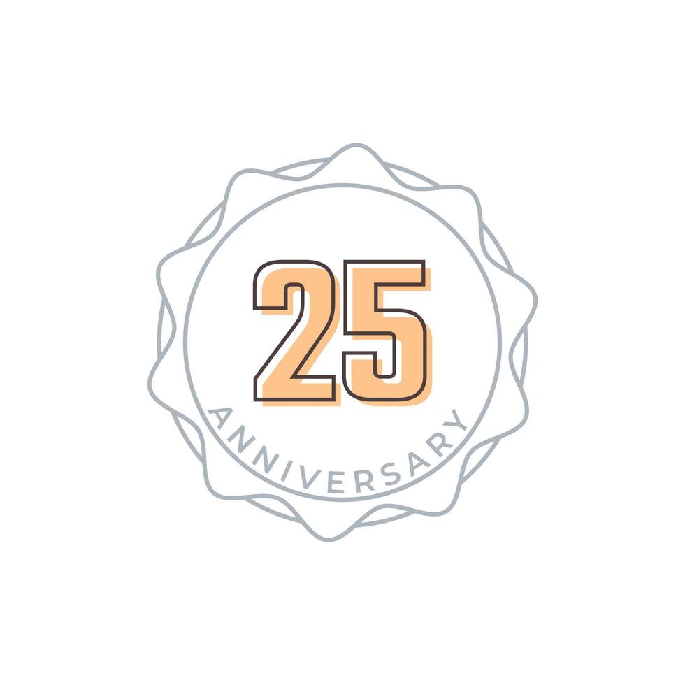 25 Year Anniversary Celebration Vector Badge. Happy Anniversary Greeting Celebrates Template Design Illustration