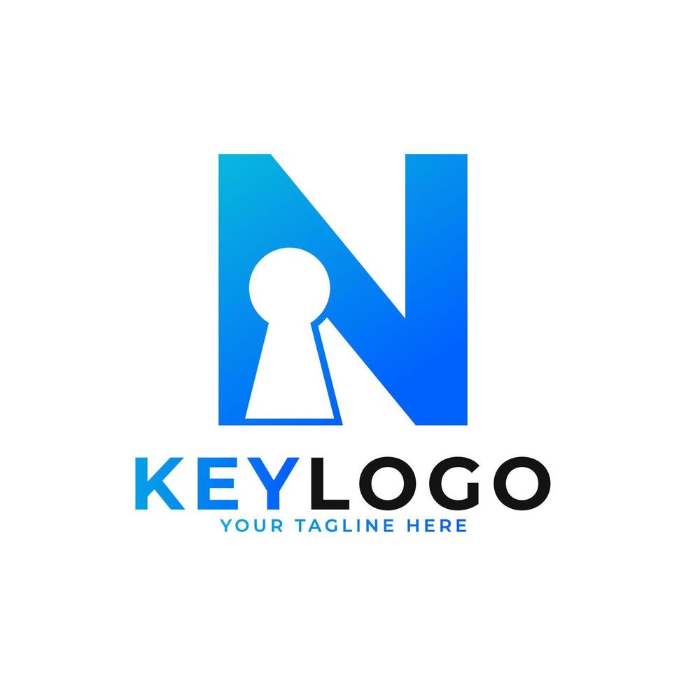 Initial Letter N Keyhole Logo Icon.  Logo Protection Symbol Vector Logo Design
