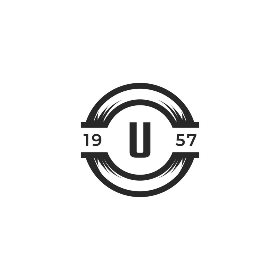 Vintage Insignia Letter U Logo Design Template Element. Suitable for Identity, Label, Badge, Cafe, Hotel Icon Vector