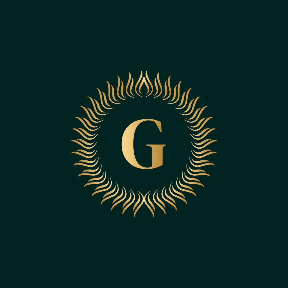Emblem Letter G Weaving Circle Monogram Graceful Template. Simple Logo Design for Luxury Crest, Royalty, Business Card, Boutique, Hotel, Heraldic. Calligraphic Vintage Border. Vector Illusration
