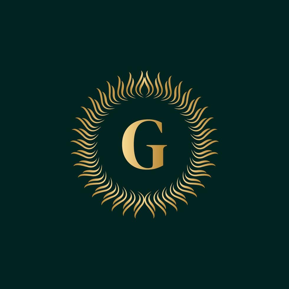 Emblem Letter G Weaving Circle Monogram Graceful Template. Simple Logo Design for Luxury Crest, Royalty, Business Card, Boutique, Hotel, Heraldic. Calligraphic Vintage Border. Vector Illusration