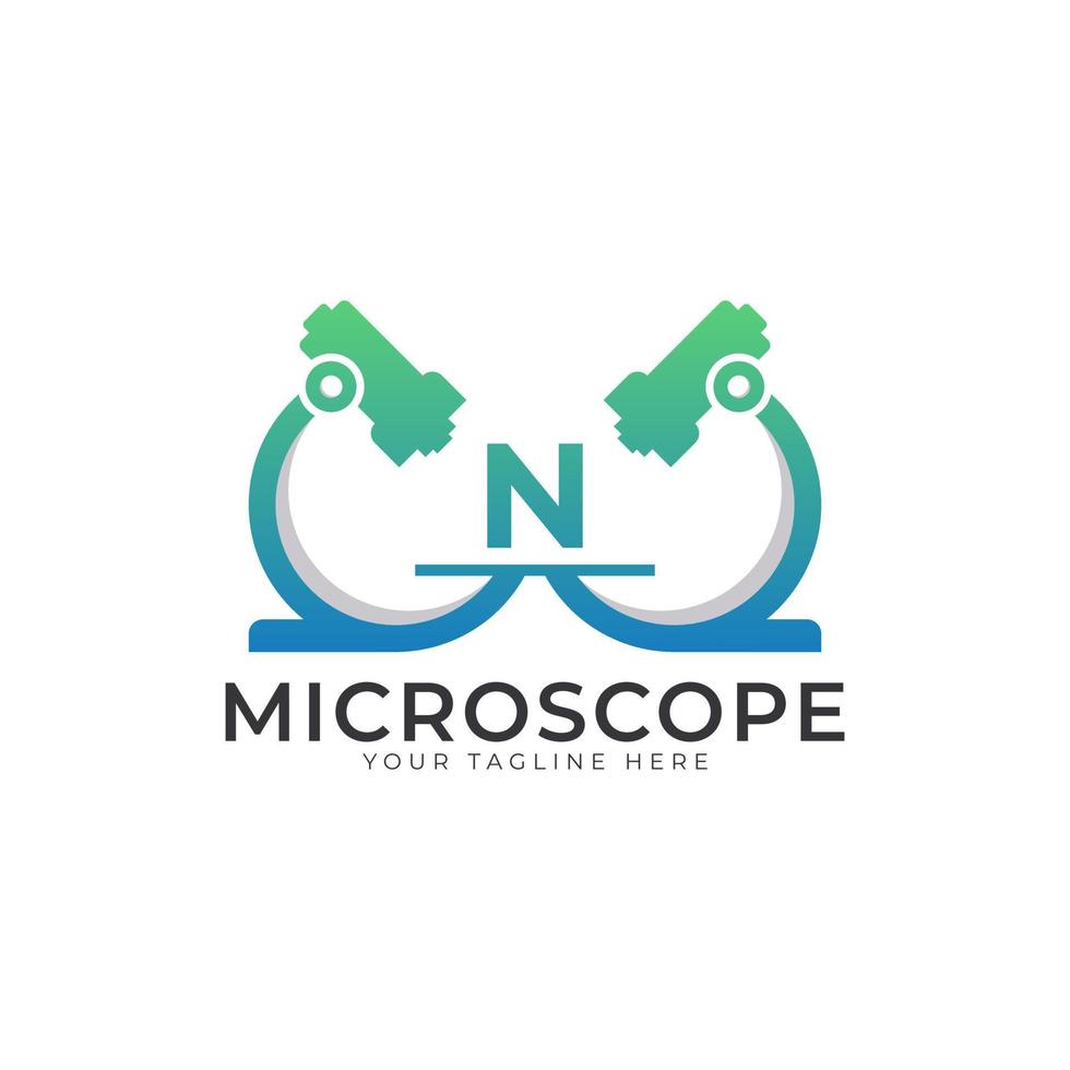 Laboratory Logo. Initial Letter N Microscope Logo Design Template Element. vector
