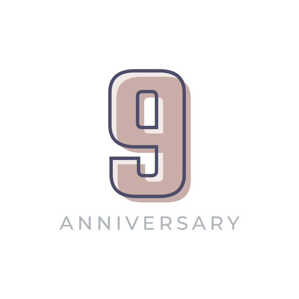 9 Year Anniversary Celebration Vector. Happy Anniversary Greeting Celebrates Template Design Illustration vector