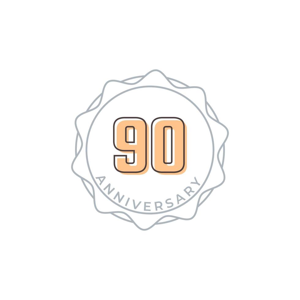 90 Year Anniversary Celebration Vector Badge. Happy Anniversary Greeting Celebrates Template Design Illustration