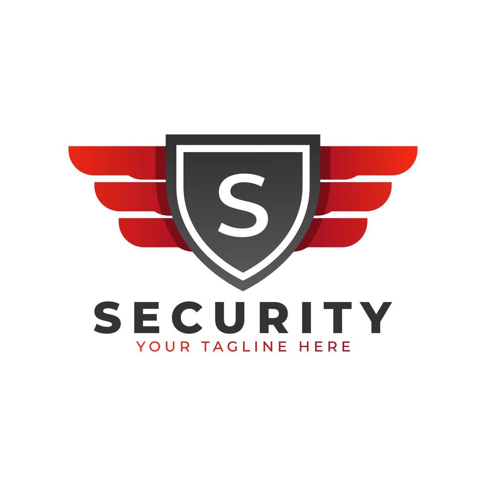 Security Logo. Initial S with Wings and Shield Icon. Car and Automotive Vector Logo Template