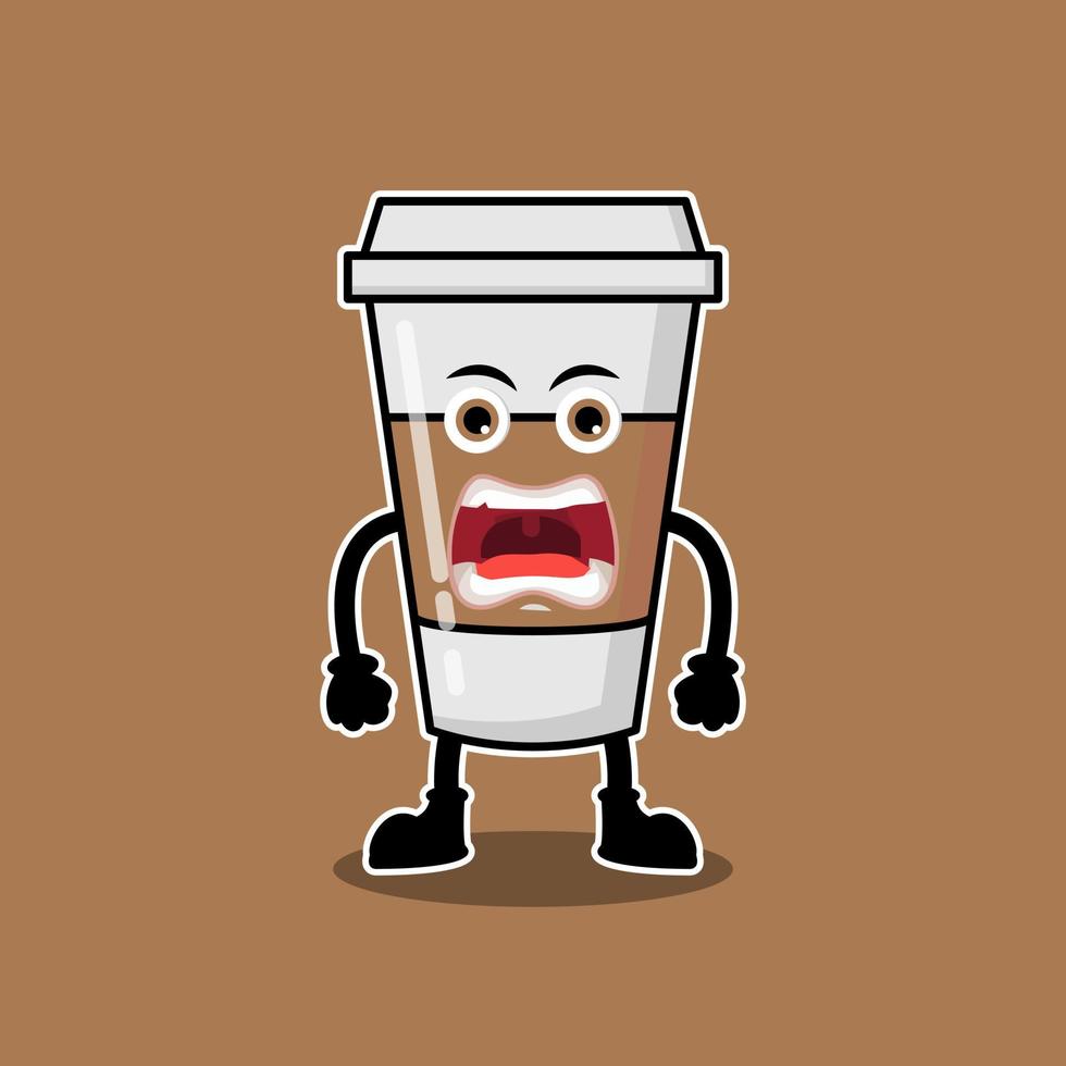 Illustration Vector Graphic Of Cute Characters Angry Coffee Cup, Design suitable for mascot drinks