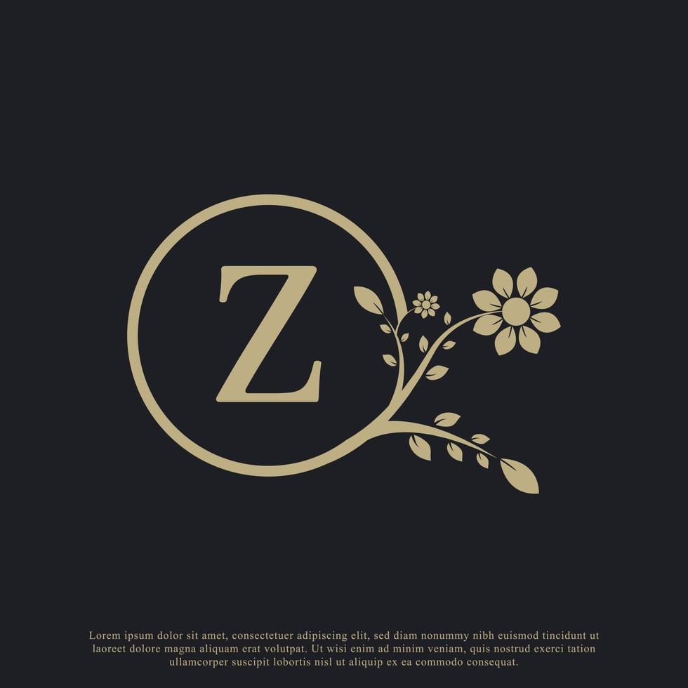 la plantilla de logotipo de lujo con monograma de letra circular z florece. adecuado para la marca natural, ecológica, joyería, moda, personal o corporativa. vector