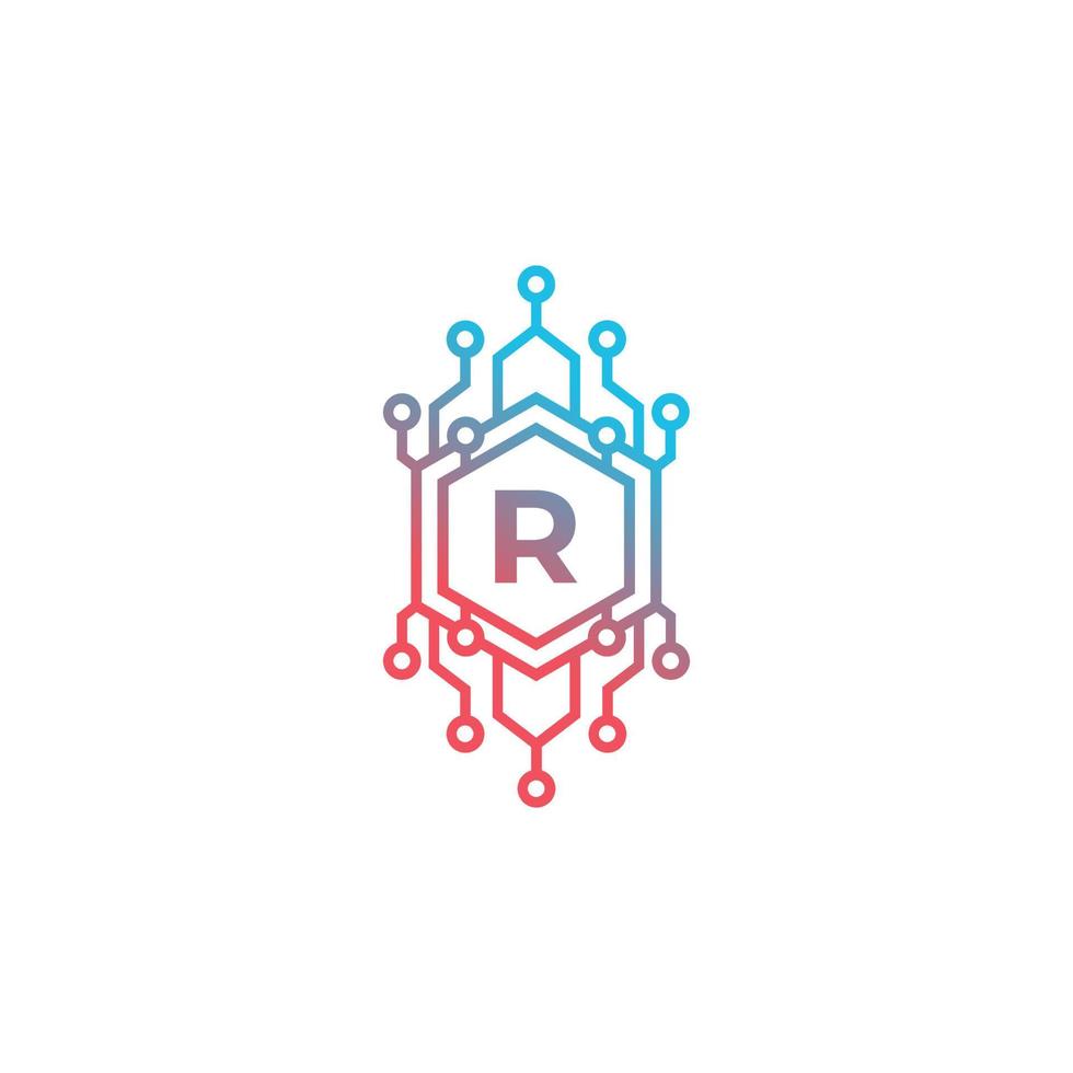 Technology Initial Letter R Logo Design Template Element. vector