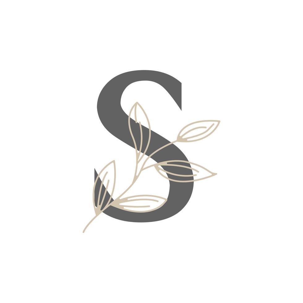 logotipo floral y botánico de la letra inicial s. hoja de naturaleza femenina para salón de belleza, masajes, cosméticos o símbolo de icono de spa vector