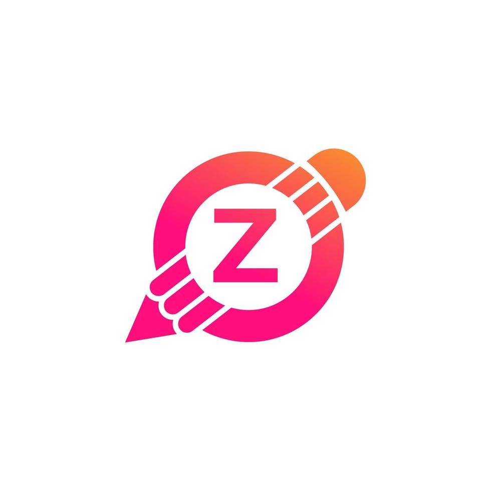 Creative Letter Z Pencil with Circle for Education or Art Logo Inspiration vector