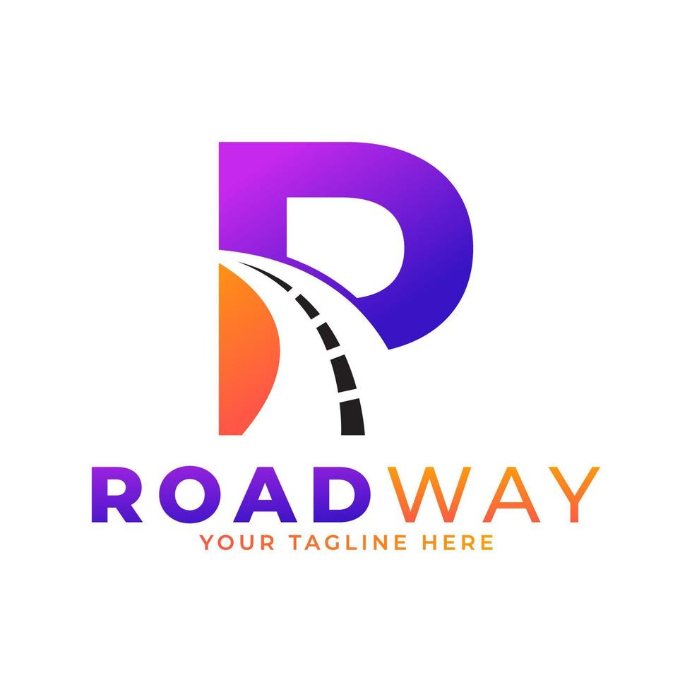 Initial P Road Way Logo Design Icon Vector Graphic. Concept of Destination, Address, Position and Travel